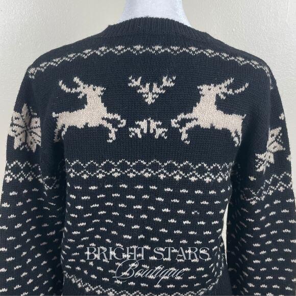 Rare Reindeer Cardigan ASO Sabrina The Teenage Witch Black Cream Vintage Holiday - Picture 11 of 11